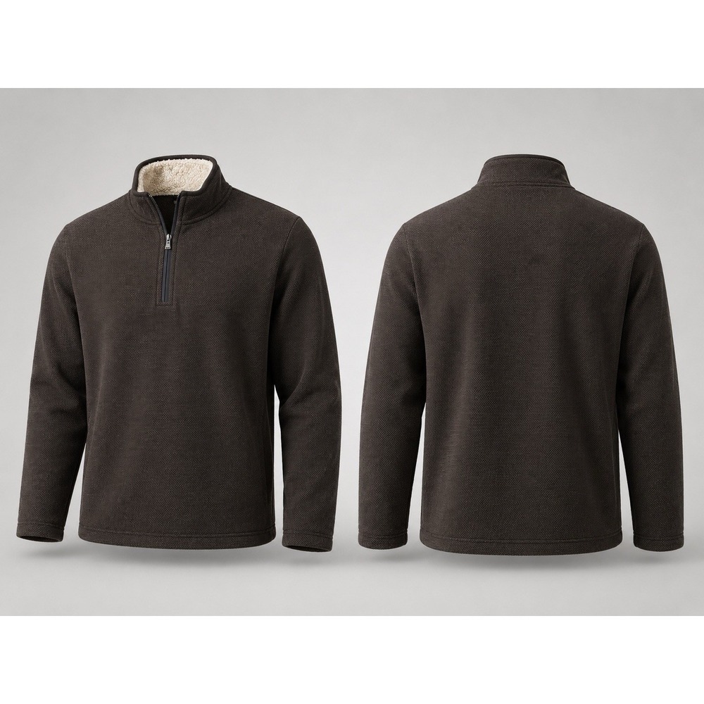 Orvis Classic Collection Quarter-Zip Sweater Sherpa Fleece Lined Size 3XL Brown